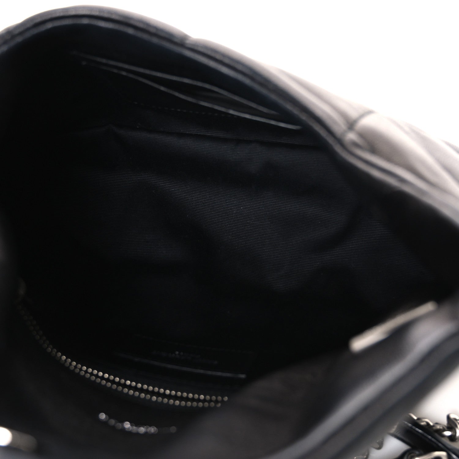 Lambskin Quilted Toy Loulou Puffer Monogram Chain Satchel Black