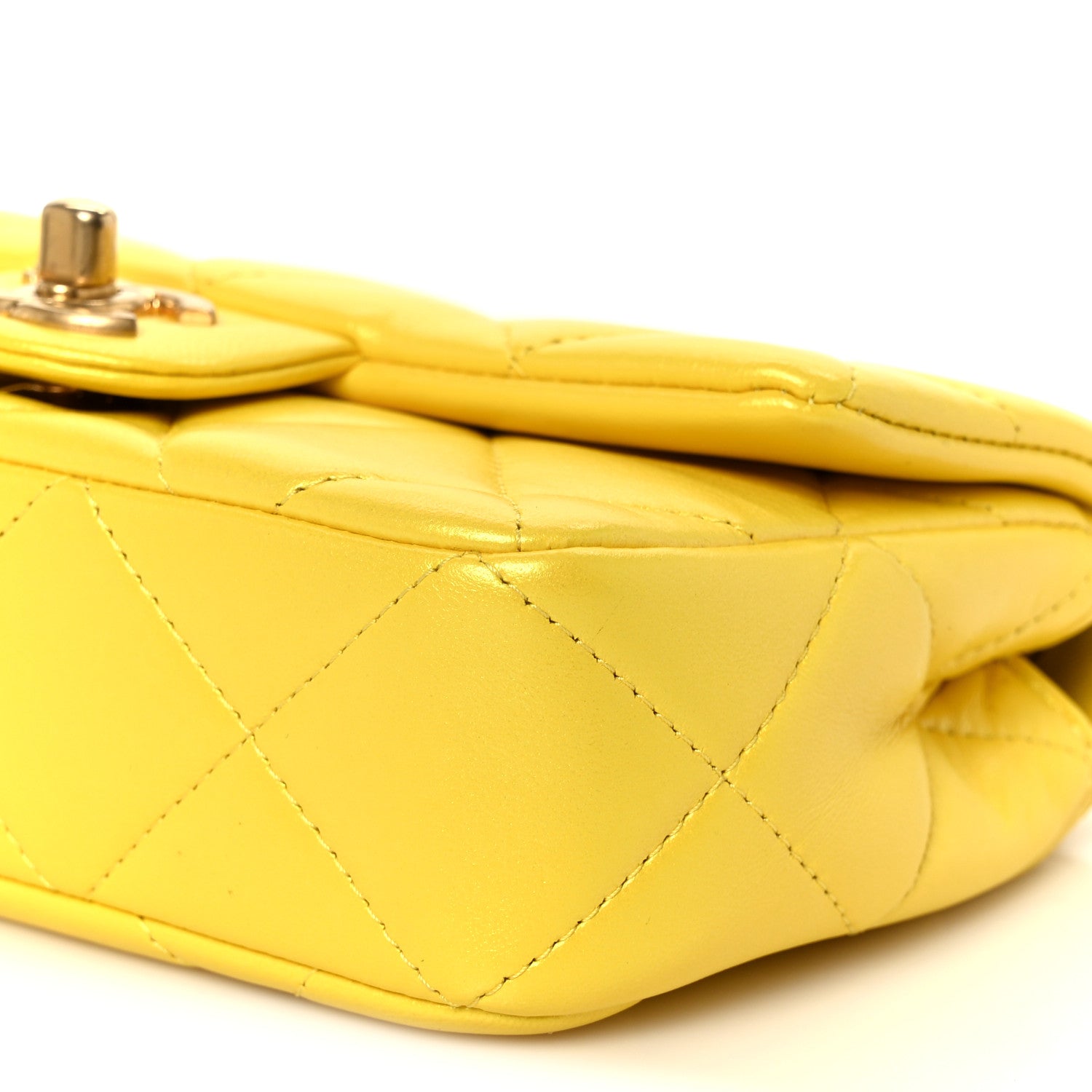 Pearly Lambskin Pearl Quilted Mini Flap Yellow Yellow