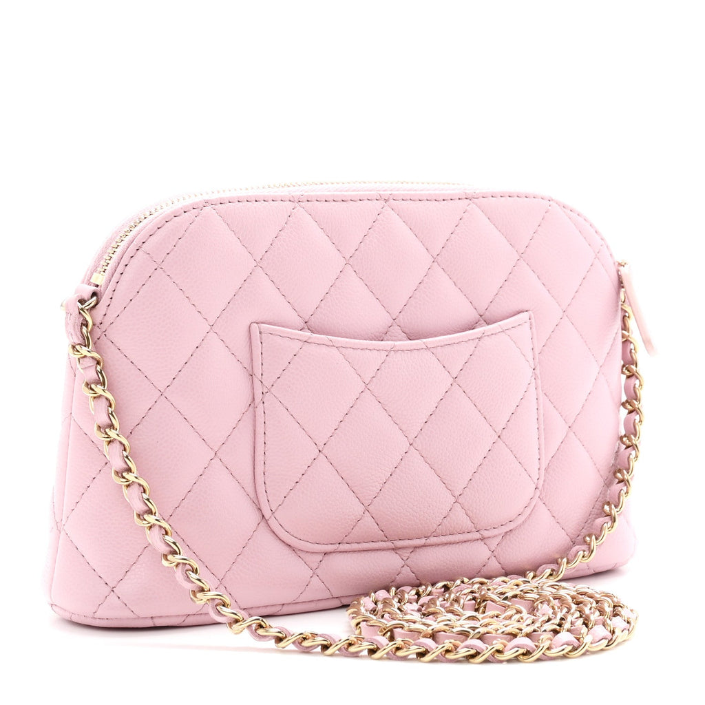 Caviar Quilted Classic Clutch With Chain Pink