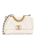 Lambskin Quilted Medium Chanel 19 Flap White