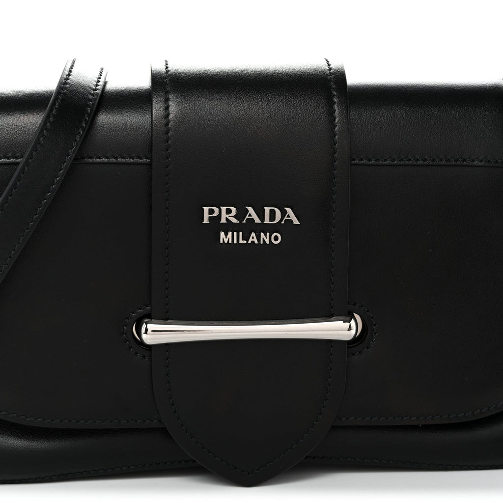 City Calfskin Saffiano Sidonie Shoulder Bag Black