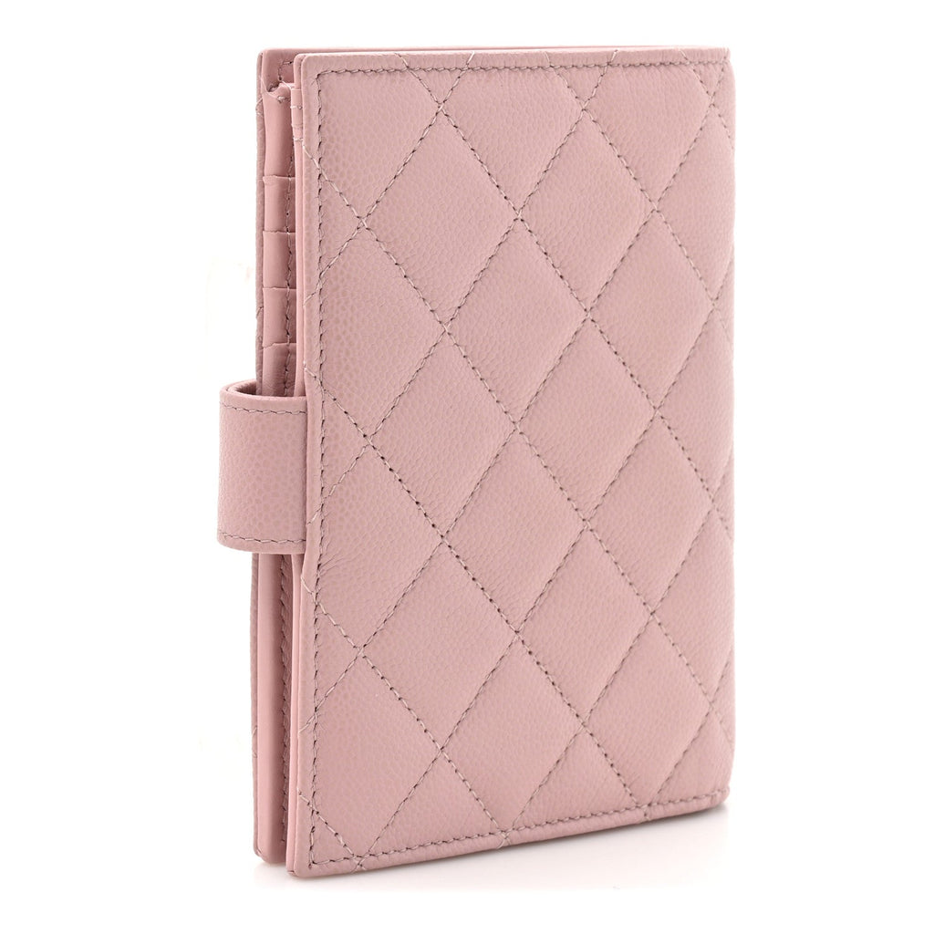 Caviar Quilted Passport Holder Pink