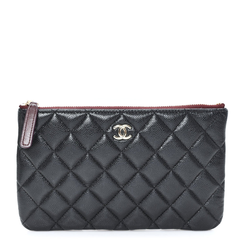 Caviar Quilted Small Zipped Pouch Black