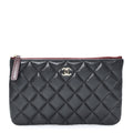 Caviar Quilted Small Zipped Pouch Black