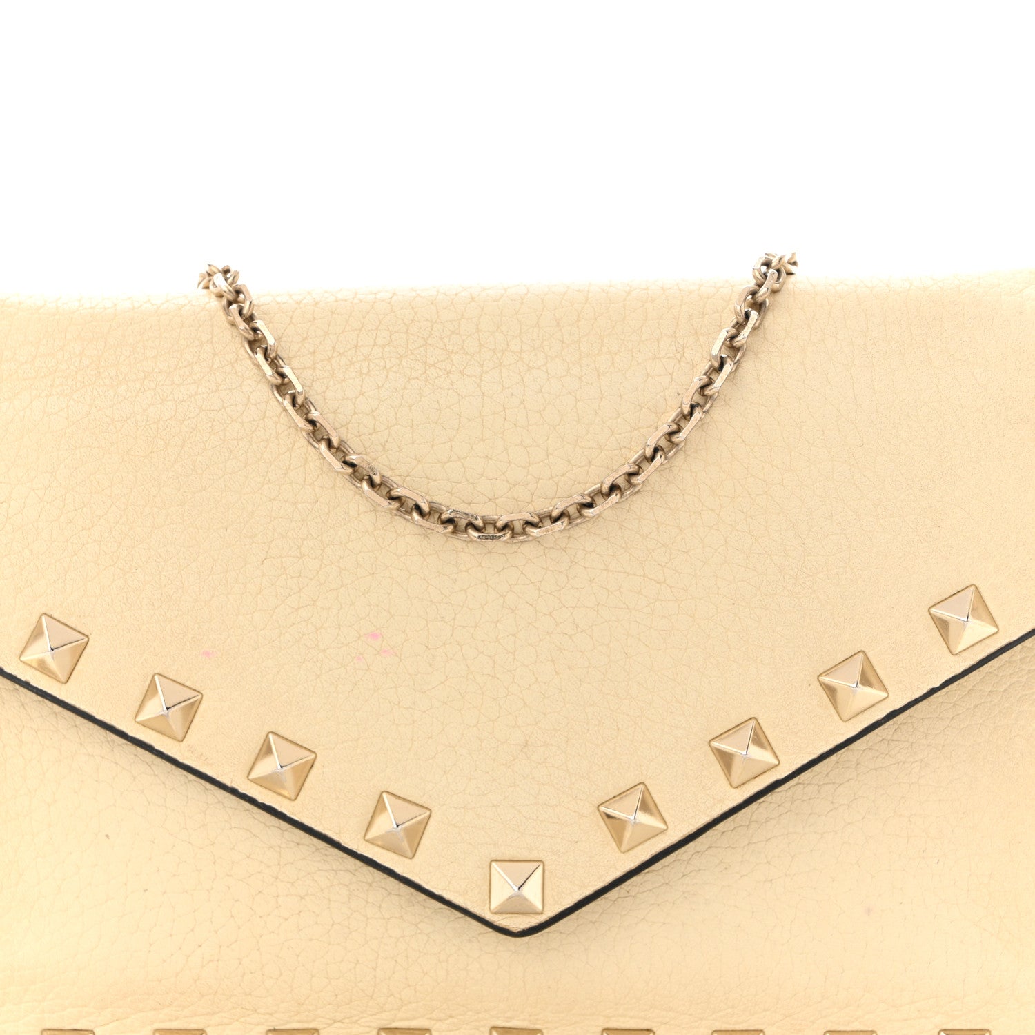 Vitello Rockstud Envelope Wallet on Chain Ivory
