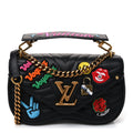 Calfskin Embroidered New Wave Chain MM Black