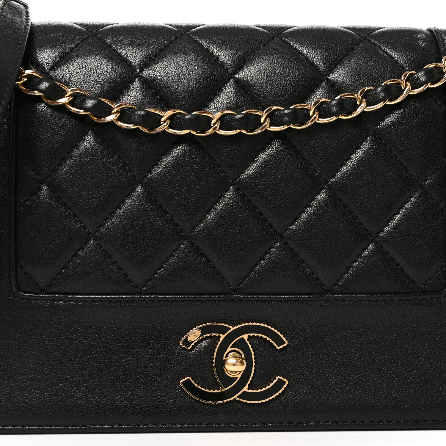 Sheepskin Quilted Vintage Mademoiselle Flap Black
