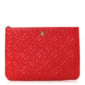 Caviar Camellia Embossed Medium Cosmetic Case Red