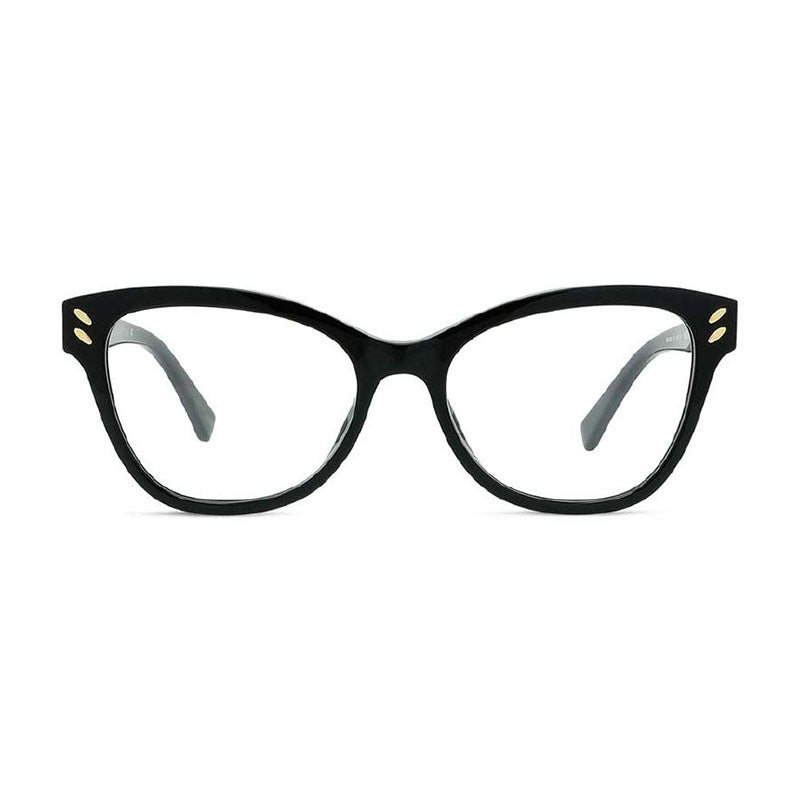 Stella McCartney Eyeglasses Cat Eye Full Rim, Shiny Black/Gold Frame and Clear Demo Lenses Lens SC50005I001