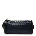 Lambskin Intrecciato Brick Messenger Bag Navy Black