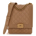 Caviar Quilted North South Boy Flap Beige