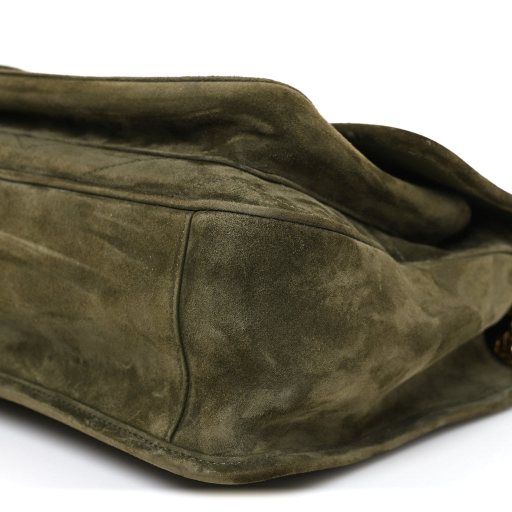 Suede Monogram Medium Niki Chain Satchel Loden Green