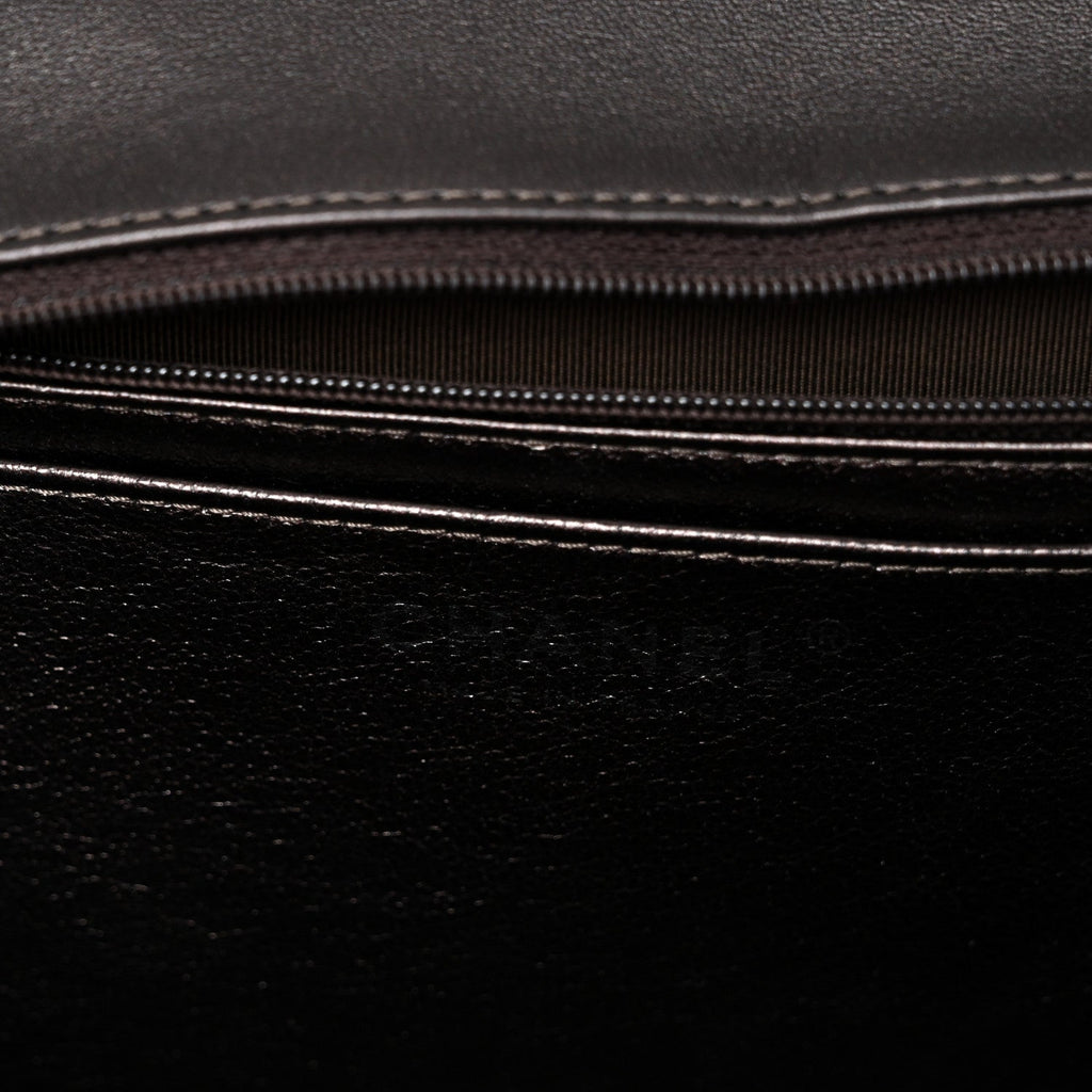 Lambskin Quilted Jumbo Single Flap  Dark Grey