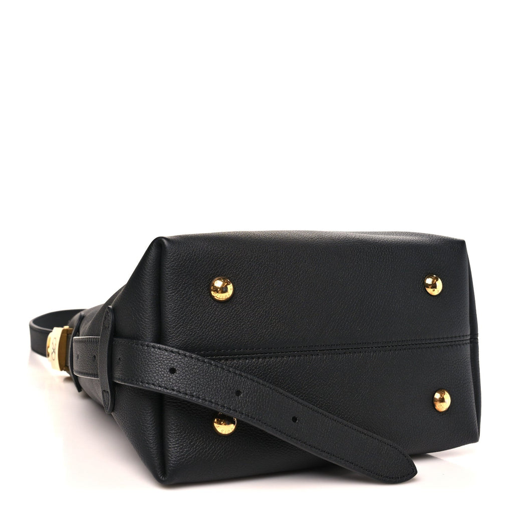 Grained Calfskin Low Key Hobo PM Black