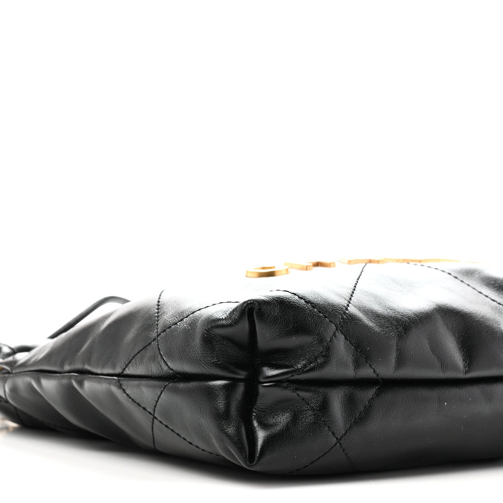 Shiny Calfskin Quilted Mini Chanel 22 Black