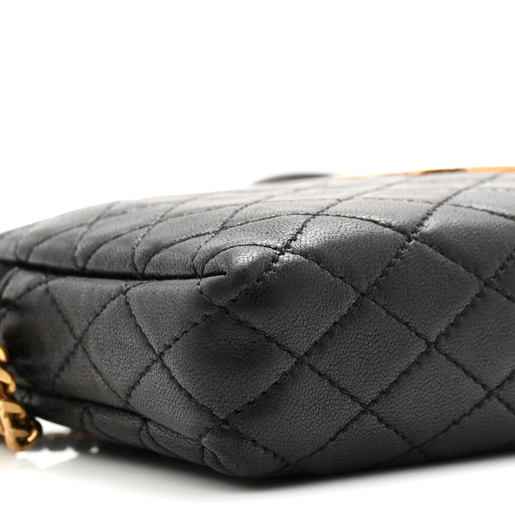 Lambskin Quilted Gaby Zipped Pouch Black