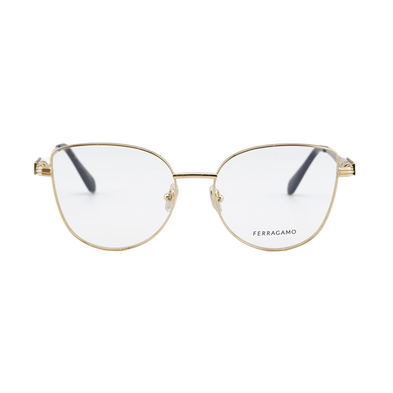 Salvatore Ferragamo Eyeglasses Butterfly Full Rim, Gold Frame and Clear Demo Lens Lens SF2240751