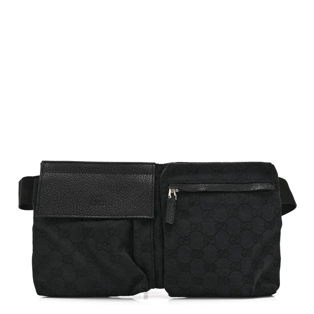 GG Monogram Double Pocket Belt Bag Black