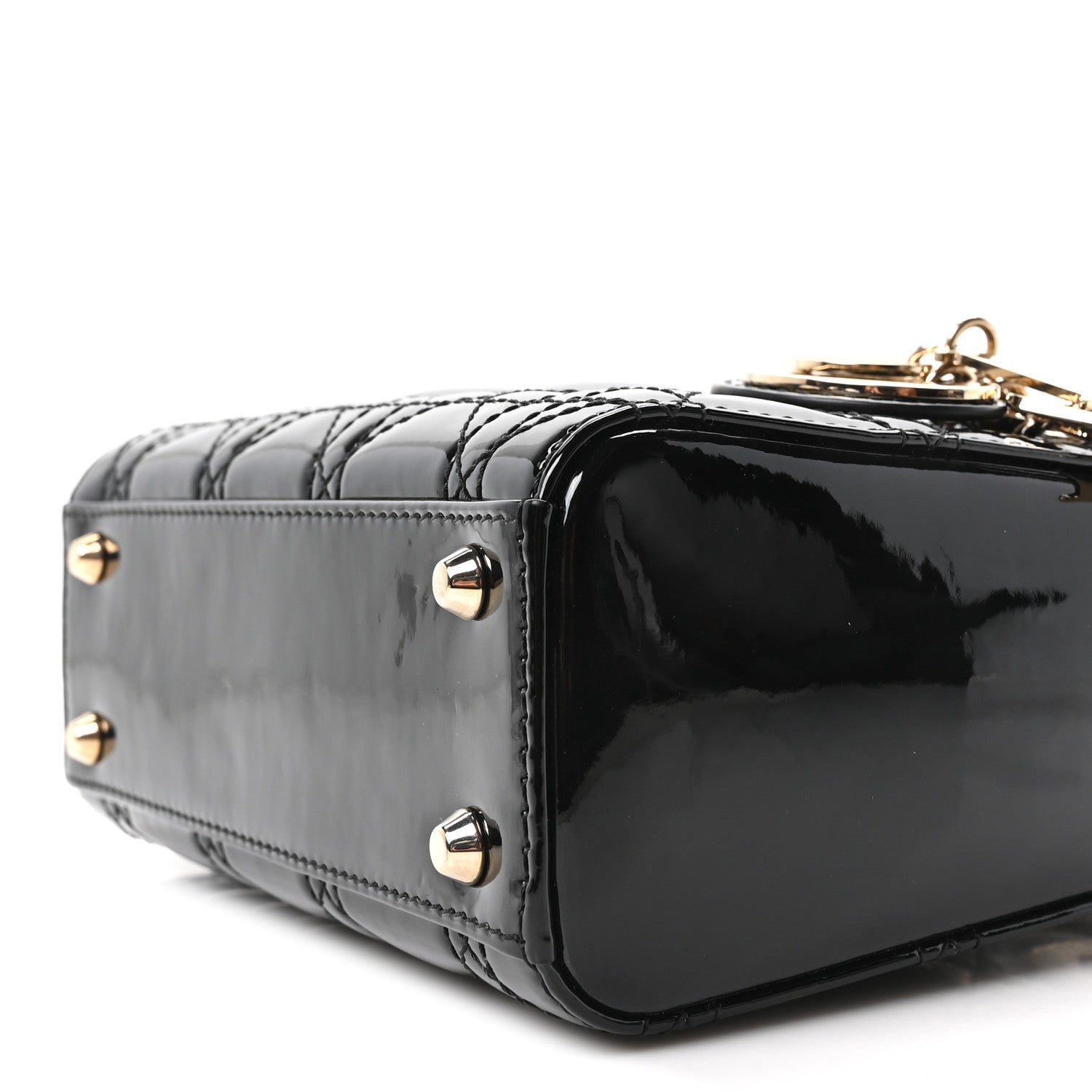 Patent Cannage Mini Lady Dior Black
