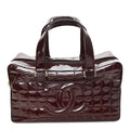 Patent Quilted Chocolate Bar Bowler Burgundy