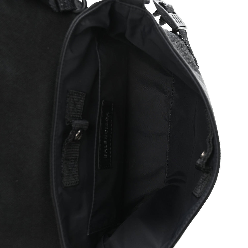 Canvas Pierced Army Messenger Bag Black