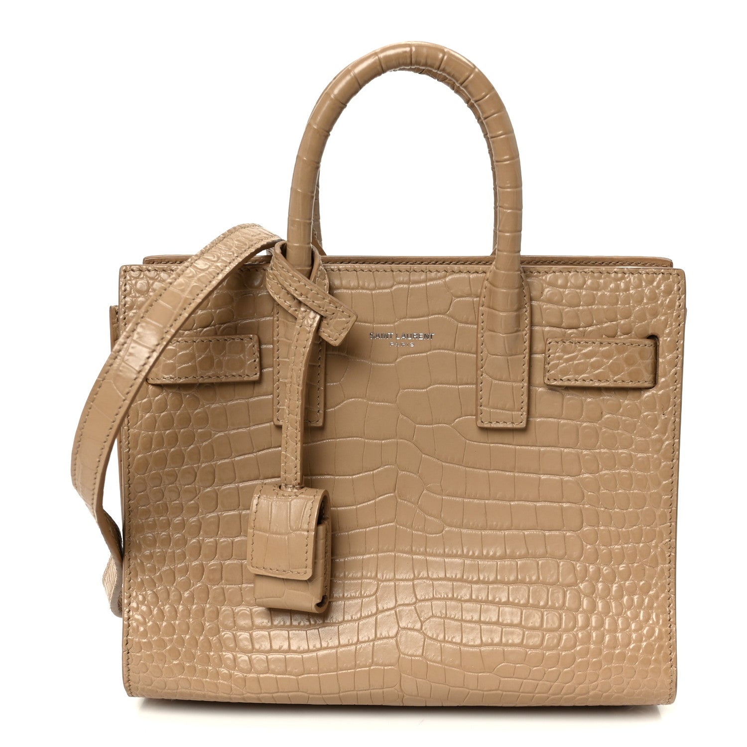 Calfskin Crocodile Embossed Nano Sac De Jour Brown