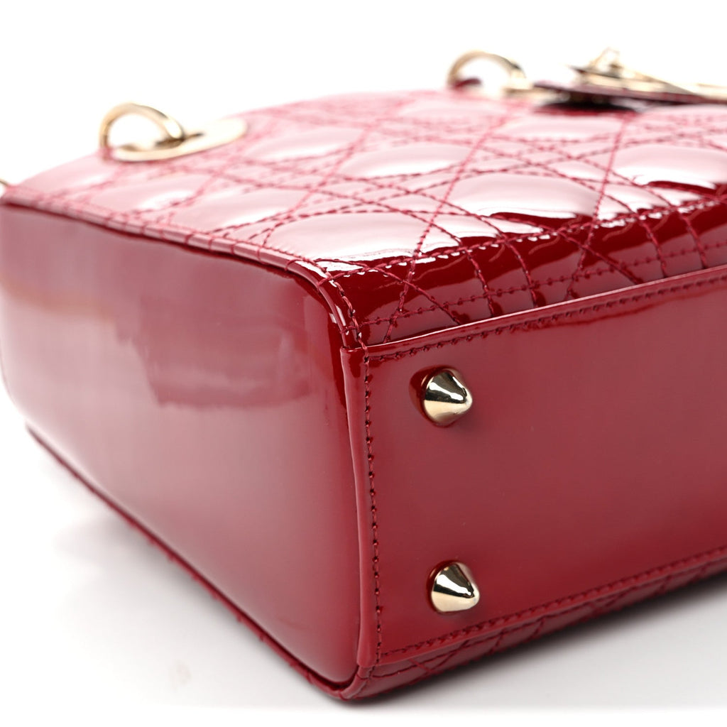 Patent Cannage Small Lady Dior Cherry Red
