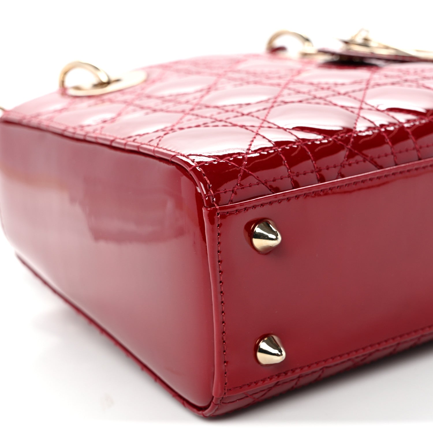 Patent Cannage Small Lady Dior Cherry Red