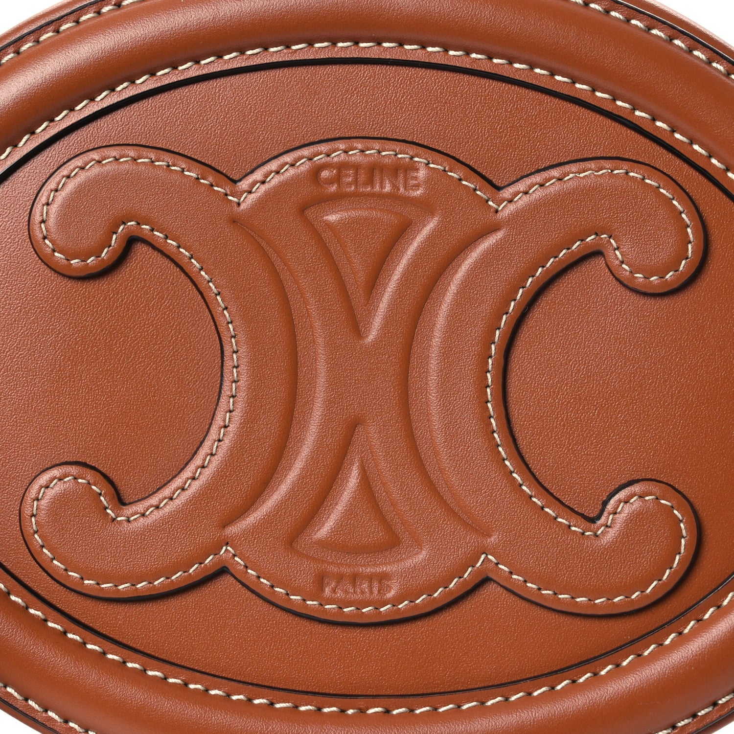 Smooth Calfskin Cuir Small Triomphe Oval Crossbody Purse Tan