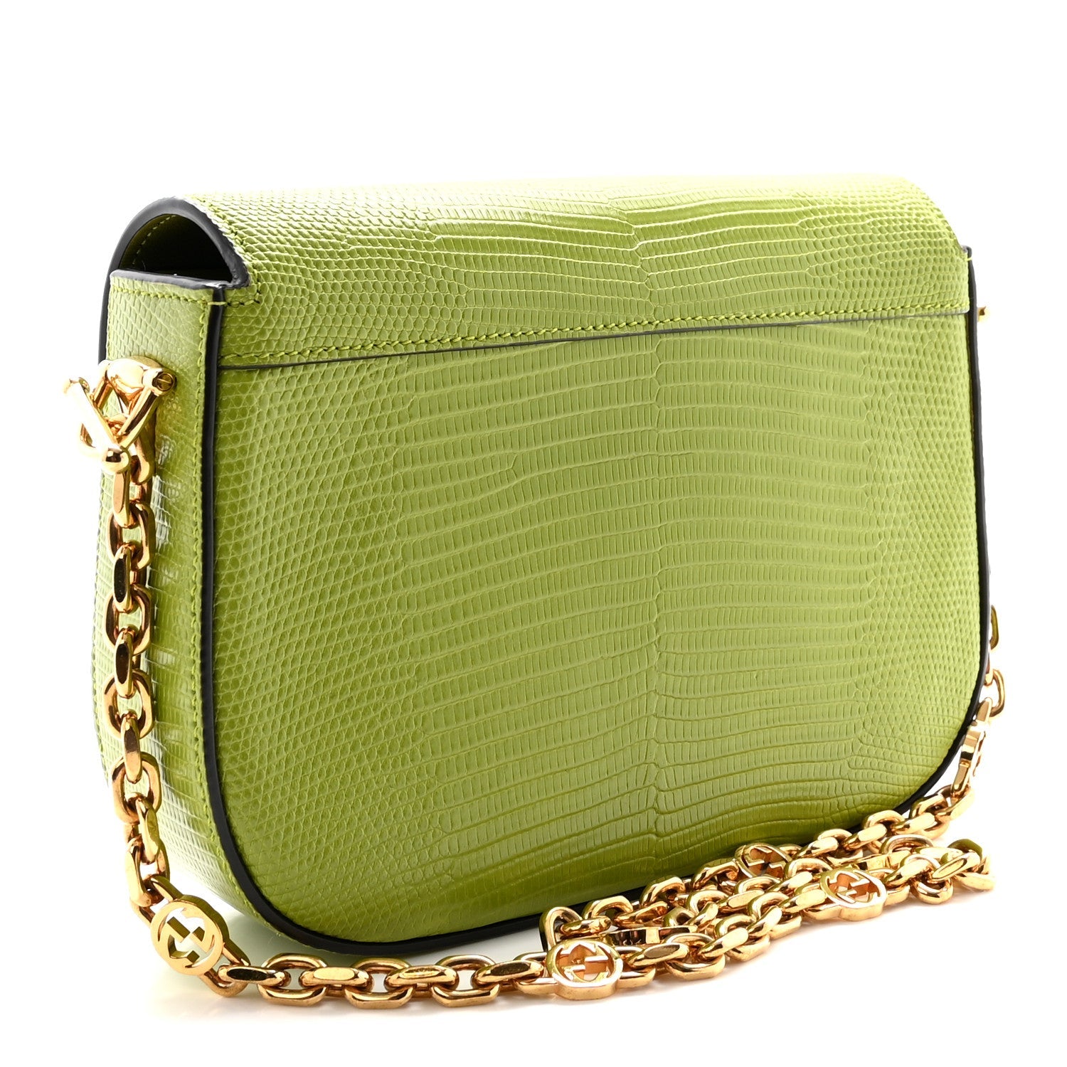 Lizard Mini Horsebit 1955 Shoulder Bag Green