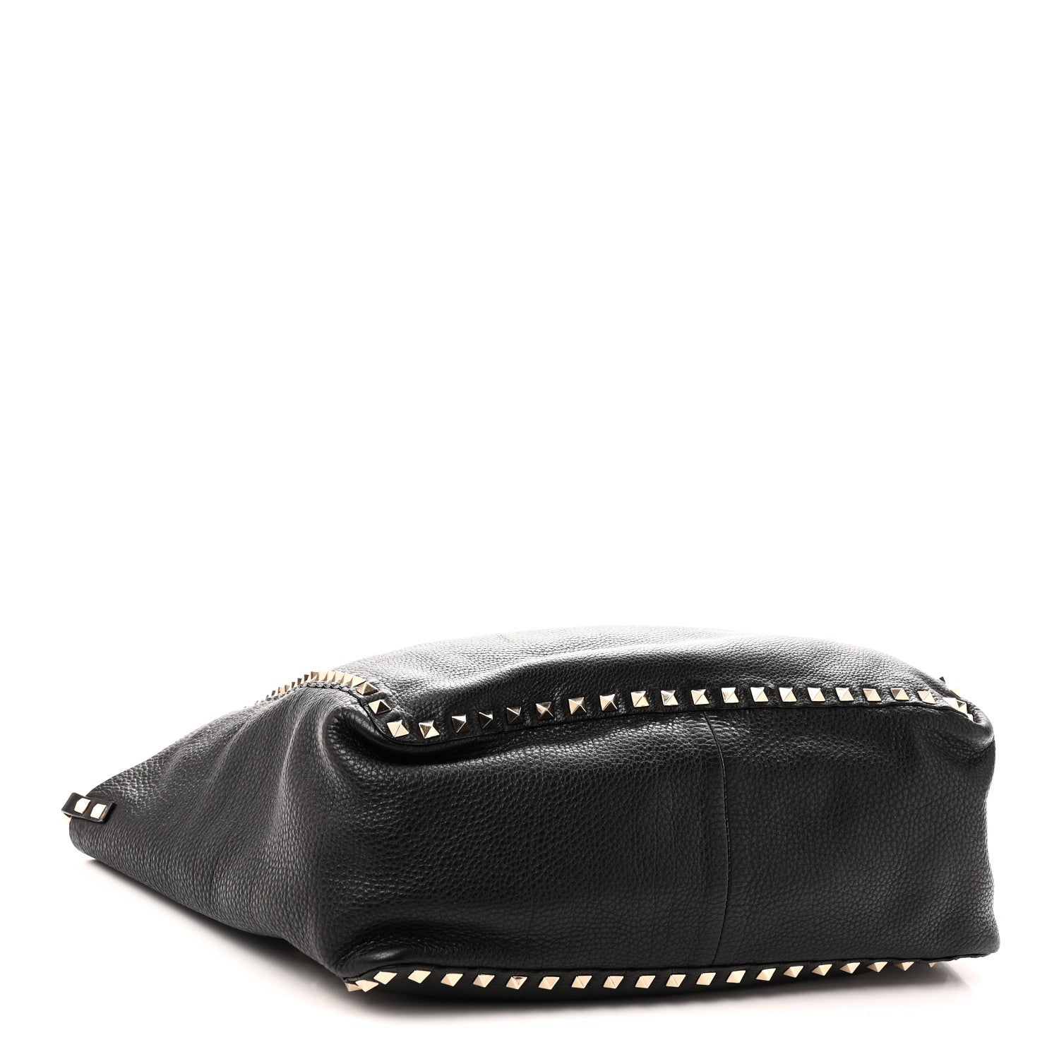 Grained Calfskin Medium Rockstud Reversible Tote Black Rose Violet