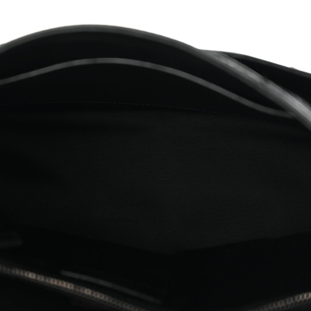 Crinkled Calfskin Matelasse Monogram Medium Niki Chain Satchel Black