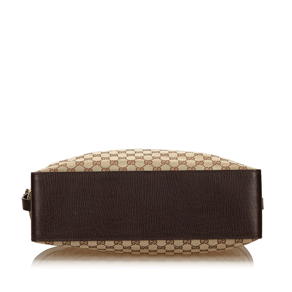 Gucci Monogram Canvas Double Buckle Tote Bag