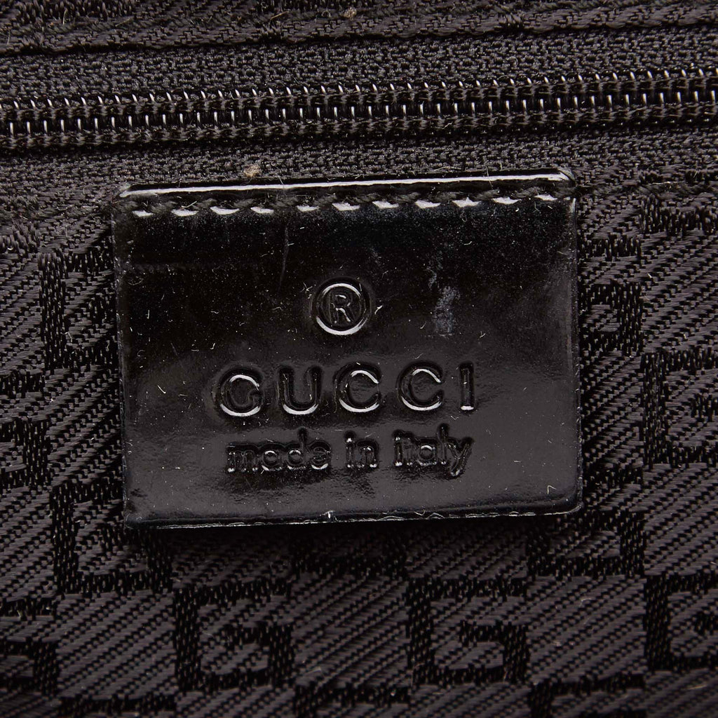Gucci Canvas and Patent Leather Striped Tote Bag