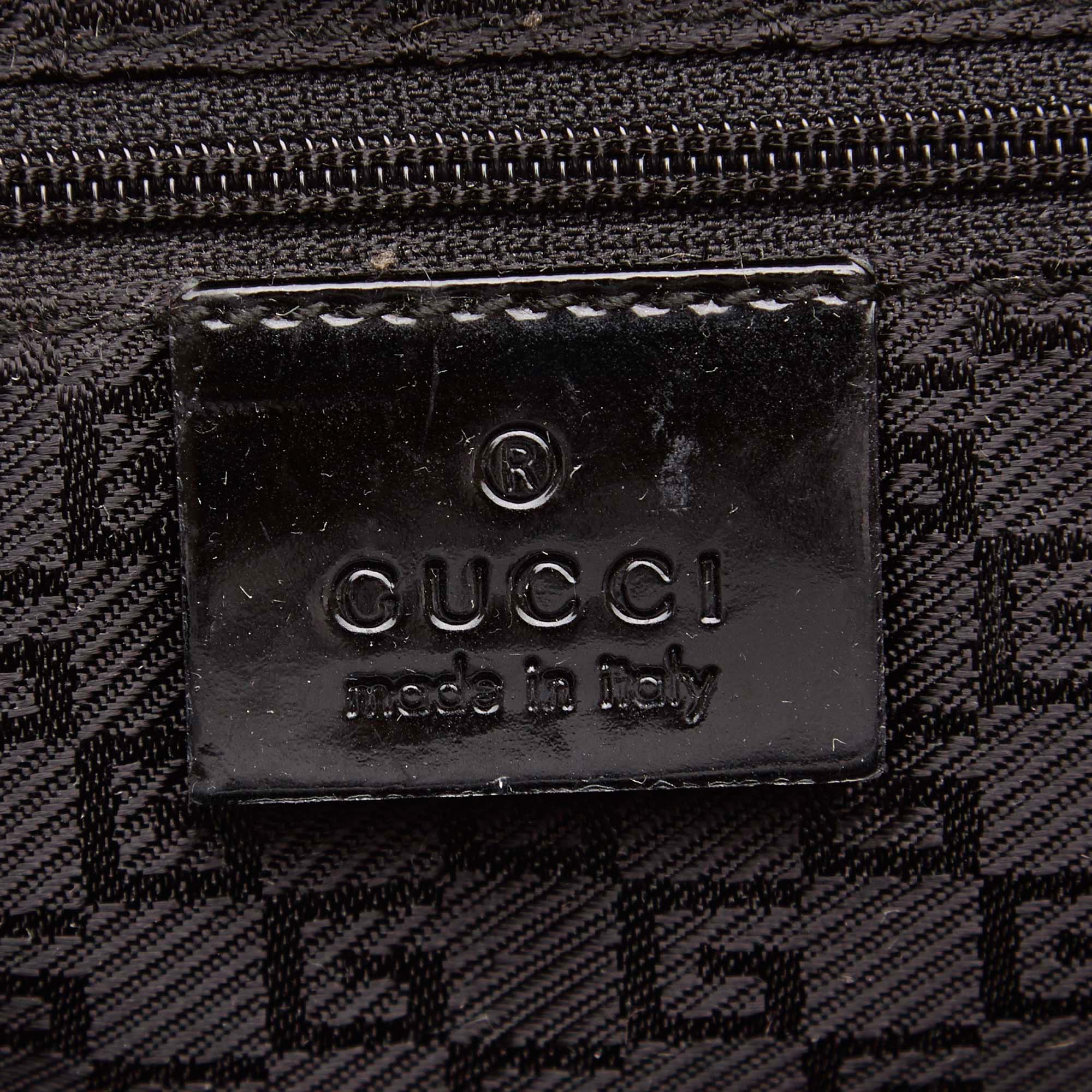 Gucci Canvas and Patent Leather Striped Tote Bag