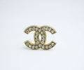 Chanel Vintage 1954-71 Rhinestone Gold-plated CC Logo Brooch