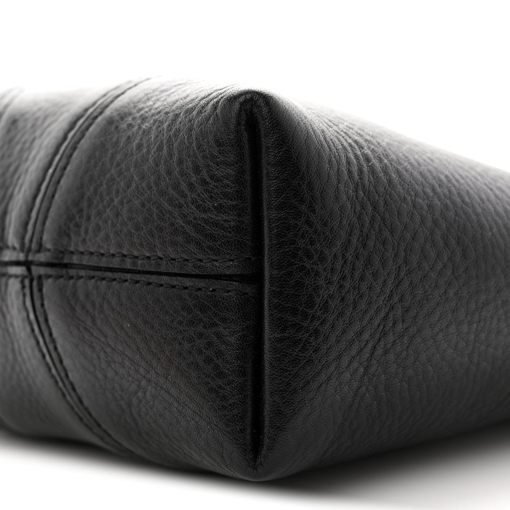Grained Calfskin Small Spin Tote Black