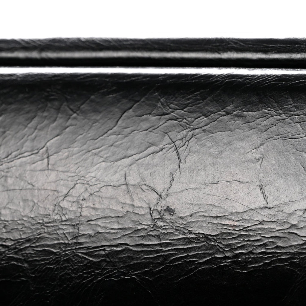 Glazed Calfskin Quilted Small CC Delivery Tote Black