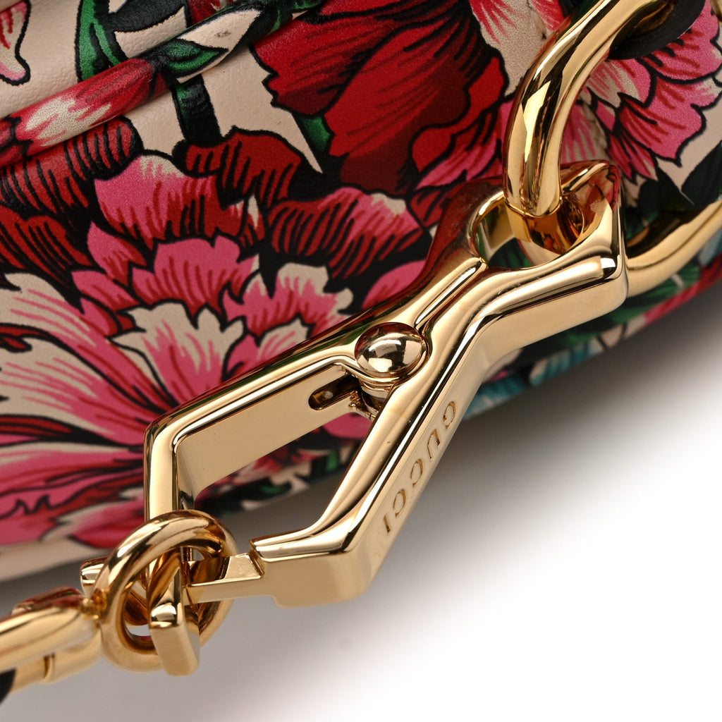 Calfskin Brit Roses Print Matelasse Diagonal Mini Interlocking G Heart Shoulder Bag Multicolor