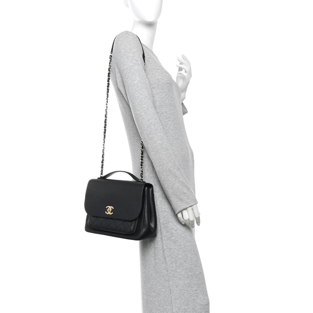Caviar Quilted Large Business Affinity Flap Black