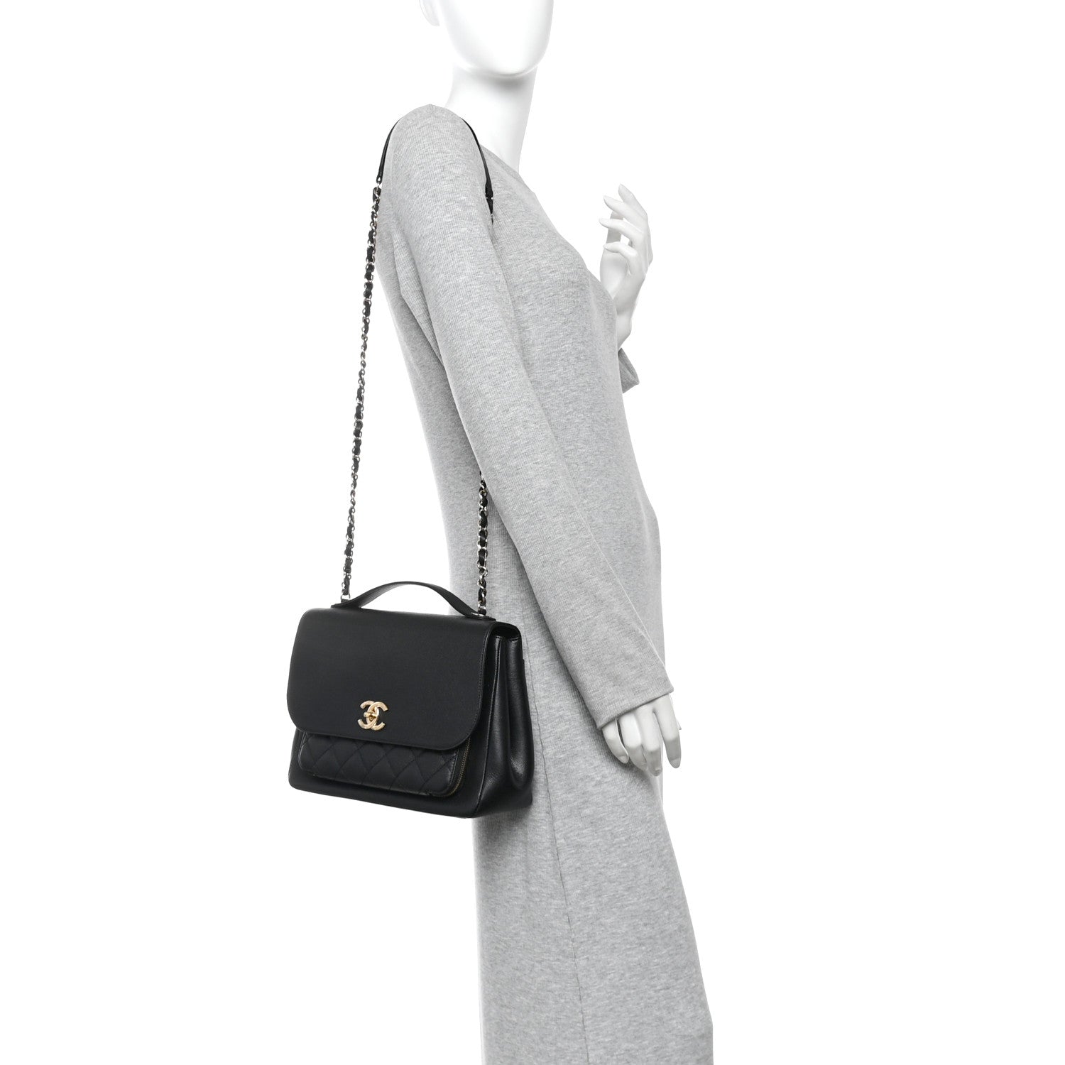 Caviar Quilted Large Business Affinity Flap Black