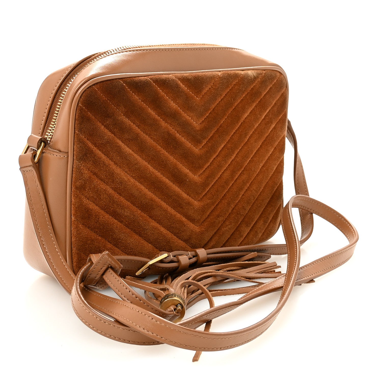 Suede Matelasse Monogram Lou Camera Bag Cinnamon