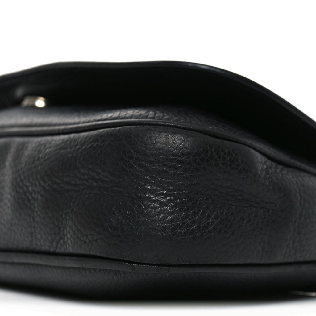 Pebbled Calfskin Medium Soho Flap Crossbody Black