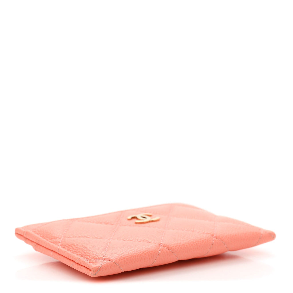 Caviar Quilted Card Holder Orange
