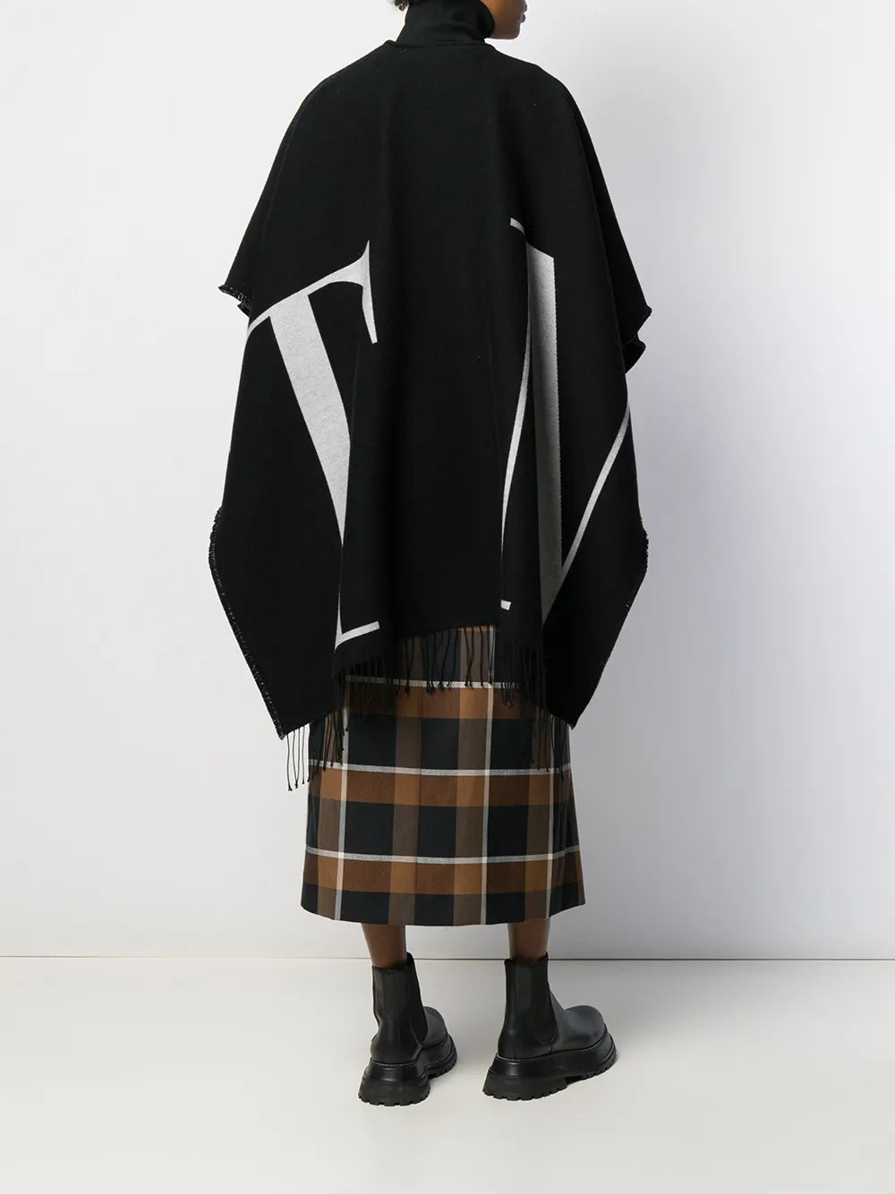 Valentino Garavani Logo Print Fringed Cape