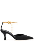 Ferragamo 70Mm Cable-Link Chain Satin-Finish Pumps