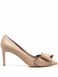 Ferragamo 80Mm Double Bow Leather Pumps