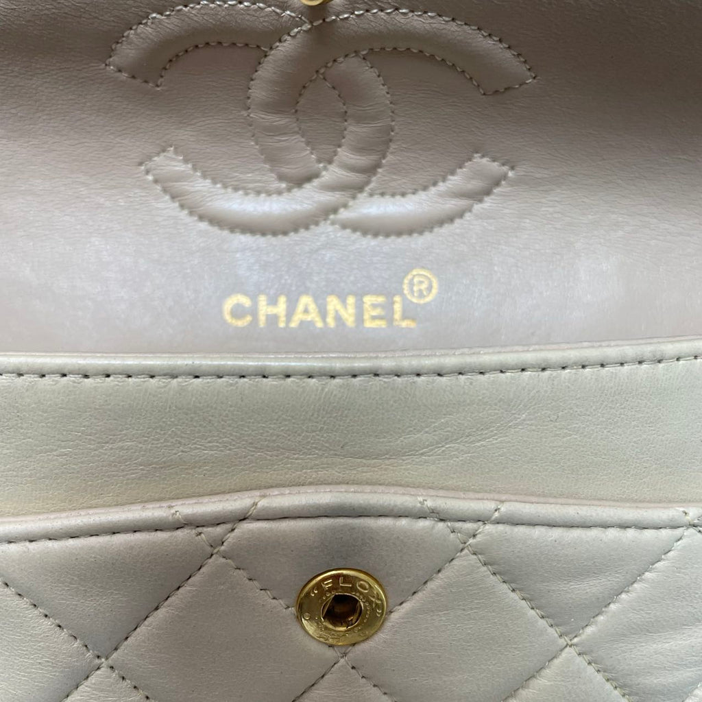 Chanel Vintage Beige Small Classic Double Flap Bag 1994
