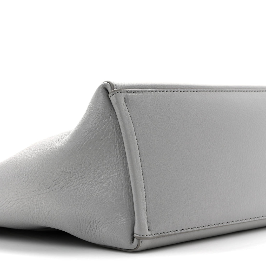Calfskin Voyou Small North South Tote  Light Grey