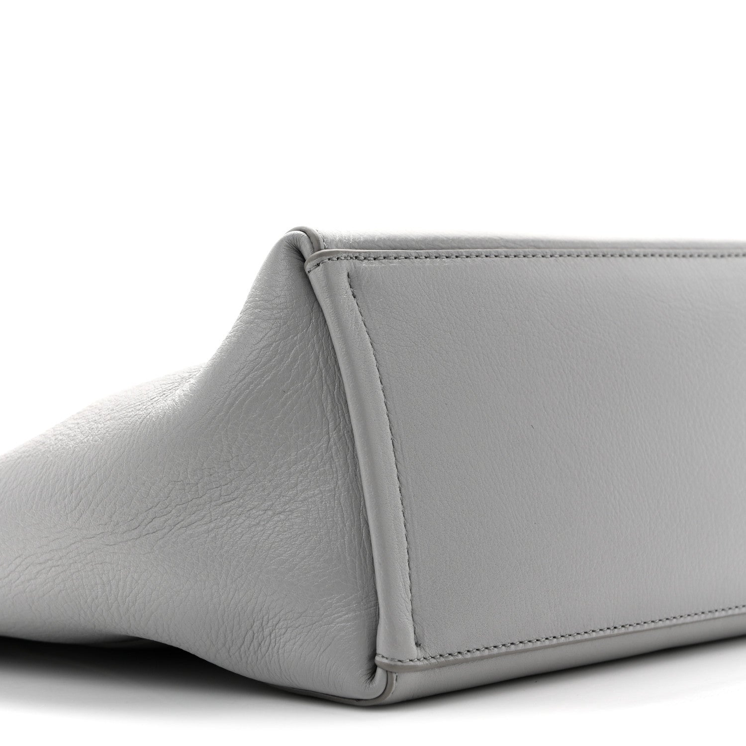 Calfskin Voyou Small North South Tote  Light Grey